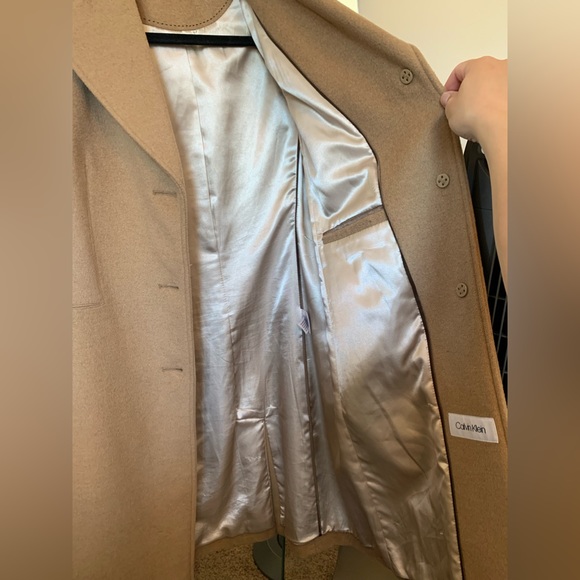 Calvin Klein Wool-Blend Button Front Coat in Camel size 2 - Picture 7 of 15